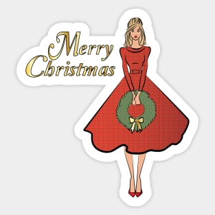 Merry Christmas Fashion Girl Sticker